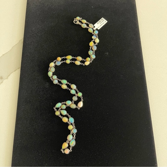 Ethiopian Opal necklace one of a kind necklace in 925 sterling silver 30” long. - Picture 9 of 13